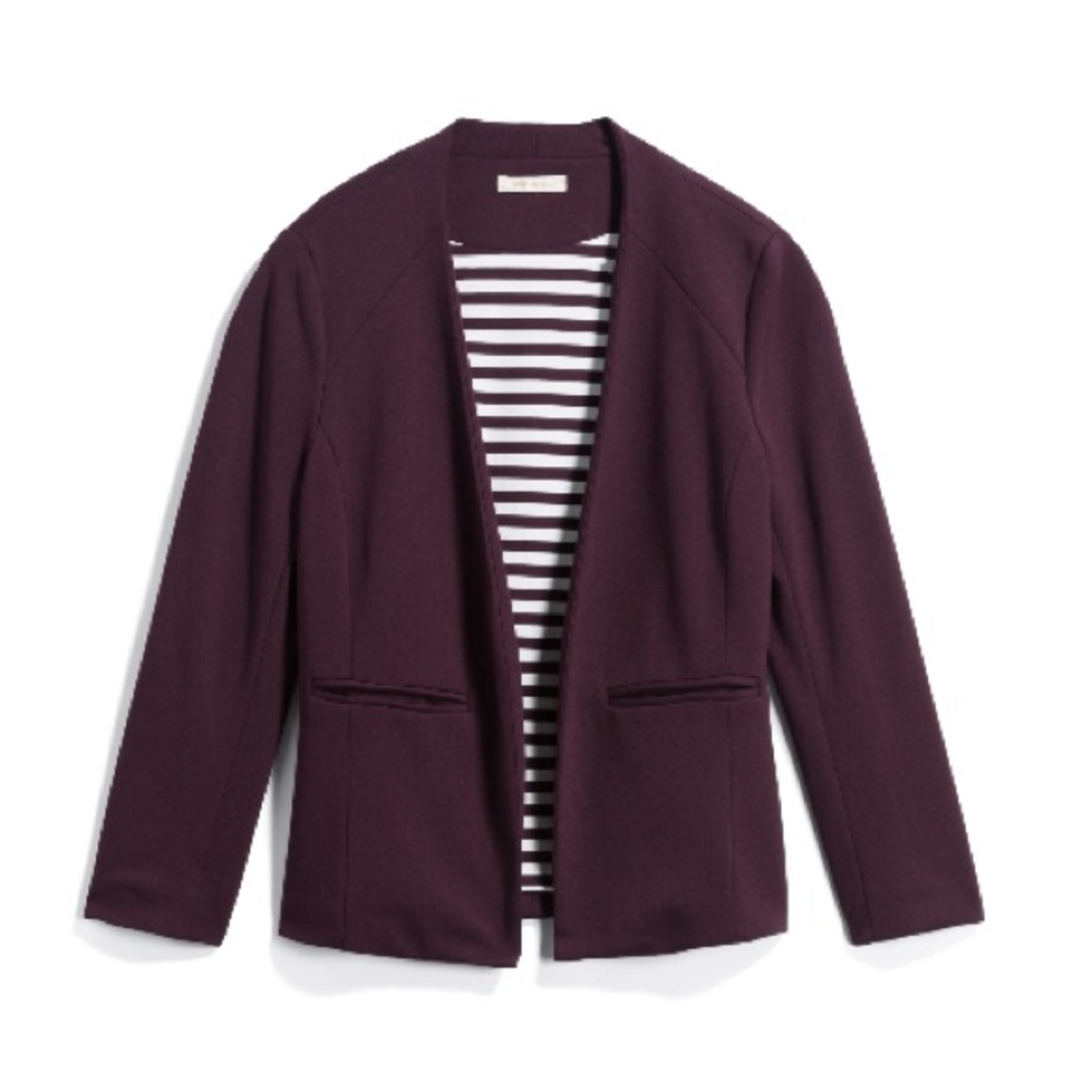 Royal purple collarless blazer